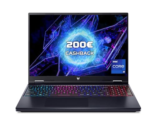 Acer Predator Helios Neo 16 (PHN16-72-93HB) Gaming Laptop | 16" WQXGA IPS 240Hz Display | Intel Core i9-14900HX | 32 GB RAM | 1 TB SSD | NVIDIA GeForce RTX 4070 | Windows 11 | QWERTZ Layout | schwarz