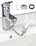 Hibbent 1080° Rotatable Faucet Extender, Swivel Faucet Aerator, Metal Faucet Attachment Dual Function Kitchen Bathroom Sink Sprayer Attachment for Gargle/Eye/Face Washing 15/16'' Male Thread