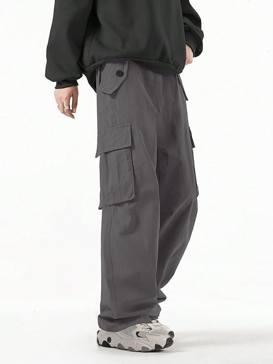Image of GRECIILOOKS Men's Cargo Pants | 6 Pocket Cotton Cargo Joggers for Men | Loose Fit Stylish Pant with Pockets | Casual Baggy Trousers & Streetwear Lower