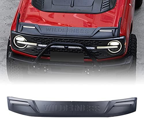 vks Bronco Hood Protector Bug Deflector Stone Textured Black Shield Guard w/Amber Lights for 2021 2022 2023 Ford Bronco Accessories 4-Door & 2-Door (Matte Black)