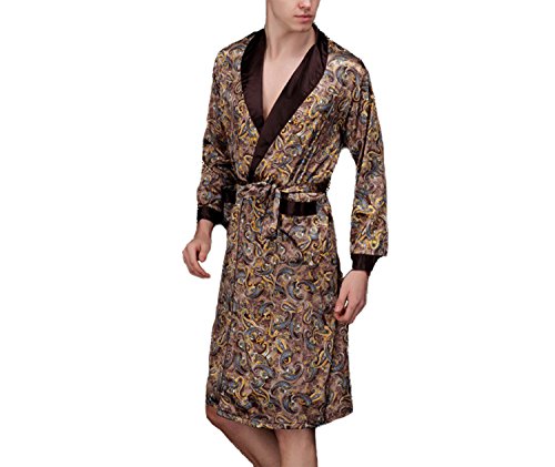 Asskyus Kimono Abito da Uomo Leggero in Raso da