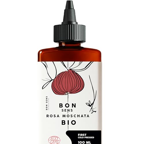 Huile de Rose Musquée Bio - 100% Pure - Huile Anti-âge, Visage, Peau, Cicatrices et Vergetures - Riche en Vitamine C, Omégas 3, Vitamines E + A (Retinol) -...