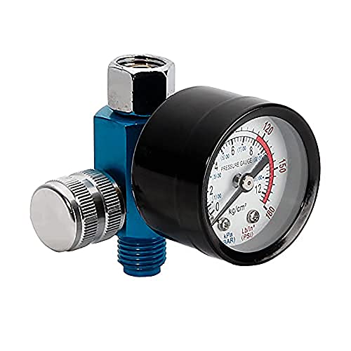 ANCLLO Luftdruckregler, 6,35 mm Sprühfarbpistole Luftdruckregler Manometer pneumatisches Werkzeugzubehör