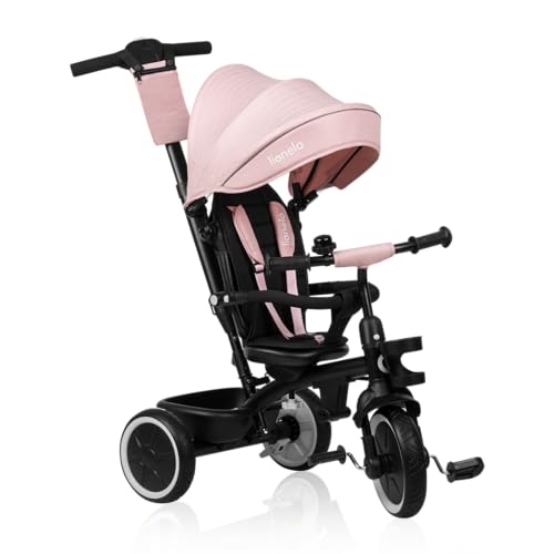 LIONELO Berry Triciclo Multifuncional de Paseo Silla de Paseo de 9 Meses a 5 años a 25 kg Ruedas Grandes de PU, Triciclo Asiento Giratorio 360° Montaje sin Herramientas