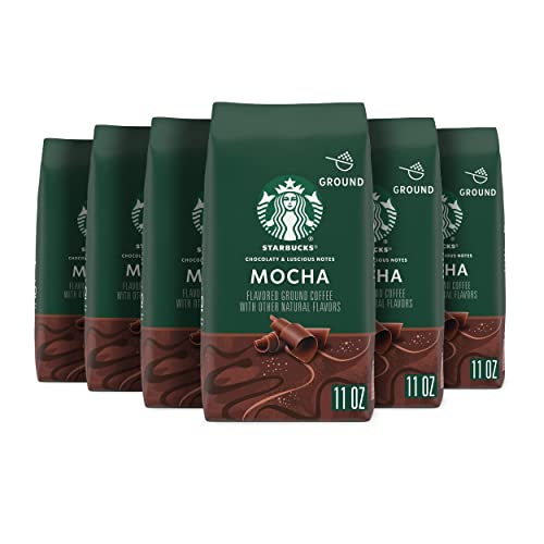 Starbucks Ground Coffee—Mocha Flavored Coffee—No Artificial Flavors—100% Arabica—6 Bags (11 Oz Each) #TOP12
