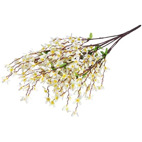 künstlicher Frühlingsblütenbusch (Forsythienbusch) mit 7 Stielen (Creme-weiß) Cover