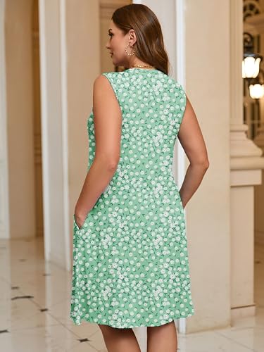 Image of AusLook Plus Size Midi Dress for Women Sleeveless Casual Summer Tank Dress with Pockets A-Line Loose Swing Dress 1-5X