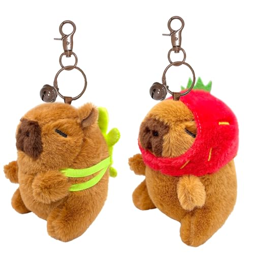 OptiPlay Llavero Capibara, Capibara Llavero Peluche 2 Piezas, Llaveros Lilo y Capybara, Peluche de Llaveros, Peluches Colgante, Peluches Llaveri, Accesorio Mochila, para Niños