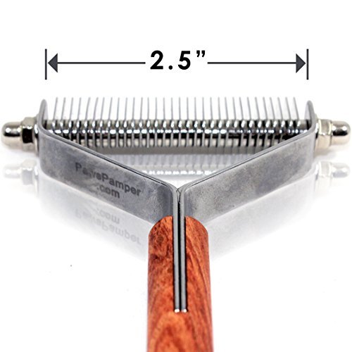 PawsPamper Extra Wide Undercoat Rake for Medium to Large Dogs, Cats - 32 Blade