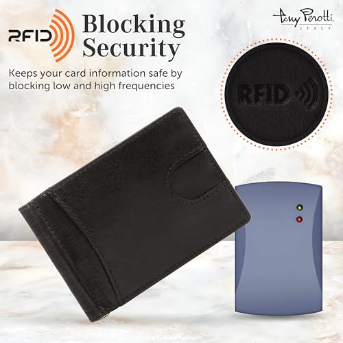 Tony Perotti Italian Leather Slim Money Clip Wallet for Men - Bifold Ultra Slim RFID Wallet With Credit Card Slots and ID - Eco-Friendly Tanned Full Grain Made in Italy3