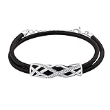 SA SILVERAGE 925 Sterling Silver Bracelet for Women Adjustable Vintage Leather Wrap Bracelets Fashion Girl's Jewelry Trendy Gift Adjustable