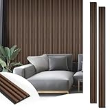 Art3d 8-Pack WPC Wood Slat Wall Panel for Interior Décor, 3D Wood Fluted Acoustic Wall Paneling for Living Room Bedroom Home & Office Accent Decor - 96 x 6 Inch Walnut