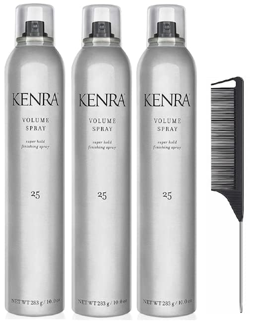 Volume Hairspray - Super Hold Finishing Spray #25 - It Leaves Hair Looking Natural And Shiny - 10 Ounce - Includes Tail Comb (Pack Of 3)