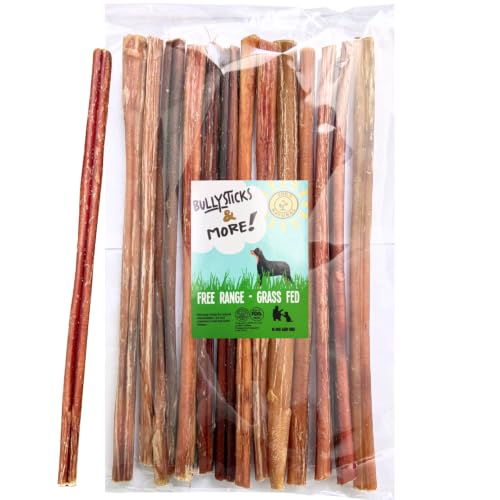 Image of BULLYSTICKS & MORE 12 Inch Bully Sticks (Thin- 15 Pack) | Bully Sticks for Medium Dogs | 100% Grass Fed Beef | Dog Parents Choice Bully Stick Dog Chews | No Hide Bully Bones