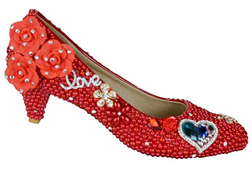 Escarpins à talons en perles et fleurs à la finition haute couture