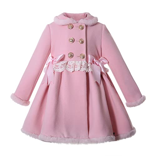 Pettigirl Girls Winter Elegant Pink Lovely Outdoor Trench Overcoat Toddler Pretty Sweet Princess Birthday Coat Outfit