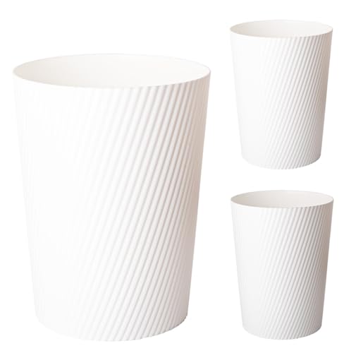 Image of UUJOLY Small Bathroom Trash Can Wastebasket Garbage Can, White, 3 Pack