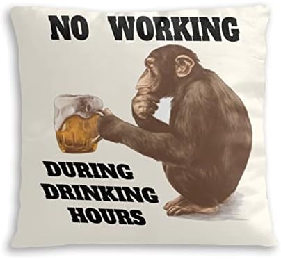 BLMKJH Gorilla Pillow Cover, Decorative Throw Pillow Monkey Sitting and Thoughtful Look A Glass of Beer Pillow Cases Outdoor Indoor Square Cushion Covers for Home Sofa Couch 18x18 inch (Gorilla)