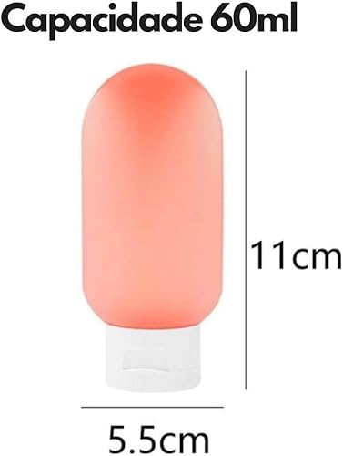 Kit 3 Frascos Viagem de Silicone Acessórios de Viagem para Recipientes de Shampoo, Loção, Condiciona