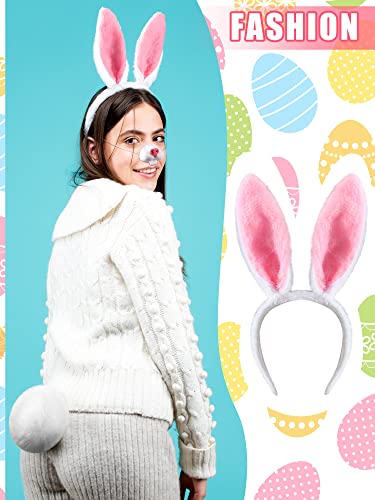 Giegxin 5 Pcs Adult Halloween Bunny Costume White Rabbit Costume Bunny Shoes Rabbit Feet Ear Headband Nose Tail4