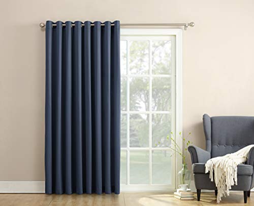 Sun Zero Barrow Energy Efficient Grommet Sliding Patio Door Curtain Panel, 100" X 84", Navy Blue #TOP3