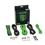 Surge 8-Gauge Car Amplifier Wiring Kit – 20ft Green Power Cable, 20ft RCA Interconnect, 30ft Speaker Wire, Mini-AGU Fuse Holder, Split Loom & Accessories – Car Audio Amp Install Kit