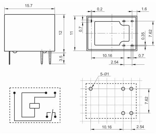 Relé 5 pines HFD17 12-Z-3 de 12V para control de circuitos de automoción 3
