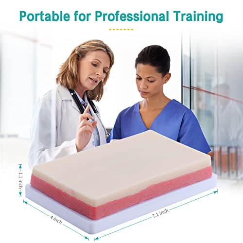Image of Venipuncture IV Injection Training Pad - IV Practice Pad with 4 Veins Imbedded for Nusrsing Injection Training - 3 Layers Simulation Skin Nursing Injection Practice Pad for Medical Education