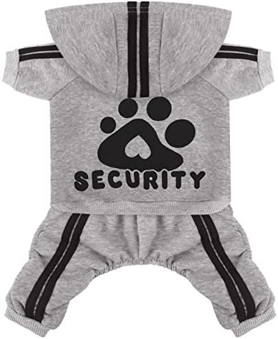 Otunrues Dog Hoodies, Pet Dog Clothes Pullover 4 Legs Jumpsuit Sweatshirt Security Patterns Outfit Doggie Winter Coat Cotton Puppy Hoodied for Small Medium Large Dogs Cats(Gray,XS)