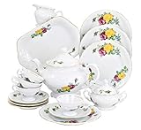 Wawel Tea with Grace European 16-Piece Fine China Tea Set for Children (Rose Bouquet) - Service for Four