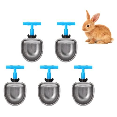 Chacerls Kaninchentränke,Kaninchen Zubehoer 5PCS Edelstahl Rabbit Automatischer Trinker Nippel Trinkschale Farm Zubehör(Small Bowl)