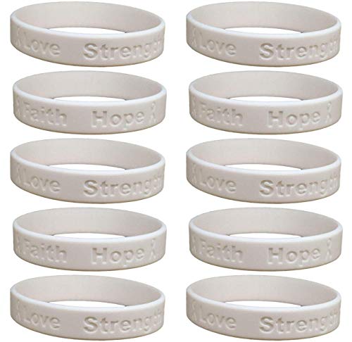 10 Lung Cancer Awareness Bracelets 100% Medical Grade Silicone Bracelet - Latex And Toxin Free (10 Bracelets) Show Your Support For Lung Cancer Awareness #TOP1