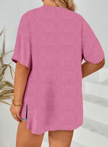 Image of Eytino Women Plus Size Lightweight Cardigan Half Sleeve Ribbed Knit Kimono Cardigans Tops(1X-5X)