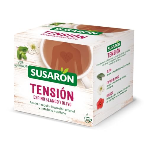 Susarón | Infusión Tensión Espino Blanco y Olivo | Sabor Hierbabuena | Caja 10 bolsitas