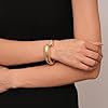 YANCHUN Chunky Silver Bangles Stackable Bracelets for Women Non Tarnish Gold Pearl Bracelet Stack Trendy Jewelry Gifts #3