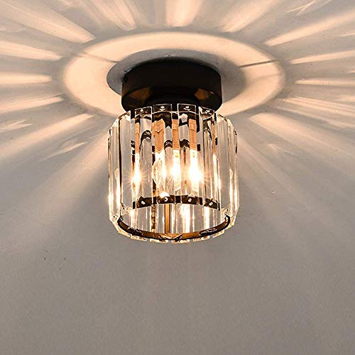 Kristall taklampa rund svart metalllampa, modern/retro taklampa kök ö vardagsrum arbetsrum sovrum matsal matbord elegant kristallkrona takbelysning (A)
