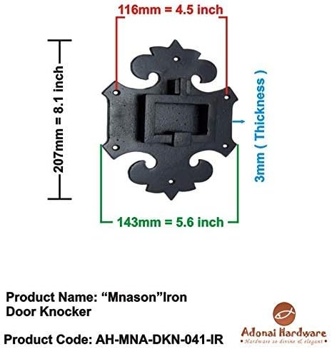 Adonai Hardware Mnason Antique Iron Door Knocker (Oil Rubbed Black Living Finish)