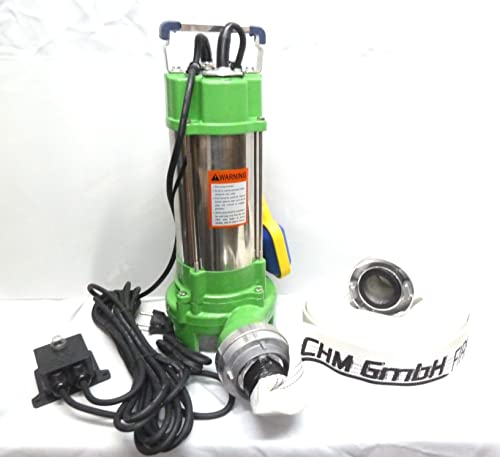 Profi Fäkalienpumpe Schmutzwasserpumpe V1500 mit Schneidwerk+30 Meter 2'C-Schlauch