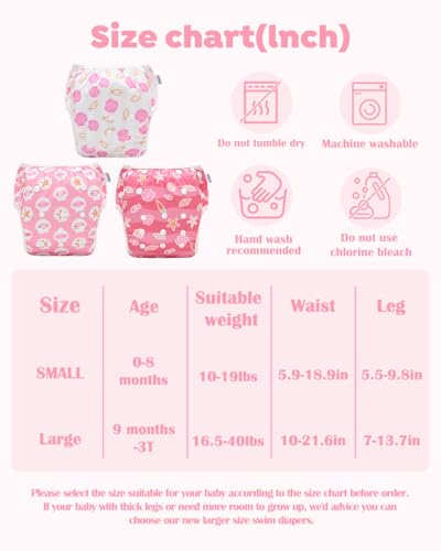Image of ALVABABY Large Cloth Swim Diaper 3pcs Baby Toddler Infant Snap Reusable Adjustable Swimming Diaper Baby Boy and Girl 3ZSWY75