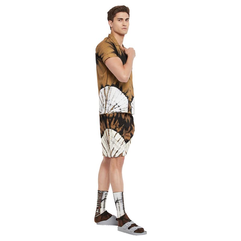 Buy FUGAZEE Men's Brown Tie & Dye Cuban Shirt & Shorts Combo Set with Matching Socks at Amazon.in
