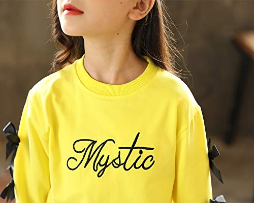 Image of Cute Little Girls Cartoon Printed Long Sleeve Top & Pant (7-8Years, Pantskirt Yellow)
