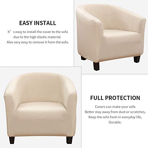 Searchi Cover Products Bundle, Club Chair Slipcover Stretch Barrel Chair Covers, Bench Cover Jarquard Pholstered Bench Slipcover (Beige) #TOP3