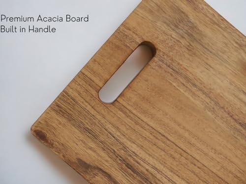 Image of Vesta Homes Wooden Chopping Board, Cutting Board, Serving Tray for Kitchen Vegetables, Fruits & Cheese | Natural Acacia Wood |38 * 25 * 2.5 Cms | Handmade in India