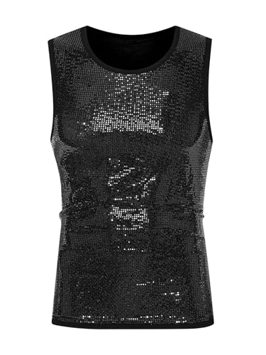 Lars Amadeus Sequin Tank Top for Men's Metallic Sparkle Glitter Sleeveless Tank Shirts2