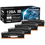 4 Pack 128A BK/C/M/Y Toner Cartridge (with Chip) | Replacement for HP 128A Work with CP1525n CM1415fn MFP CP1525nw (CE875A) CM1415fnw MFP (CE862A) | CE320A CE321A CE322A CE323A
