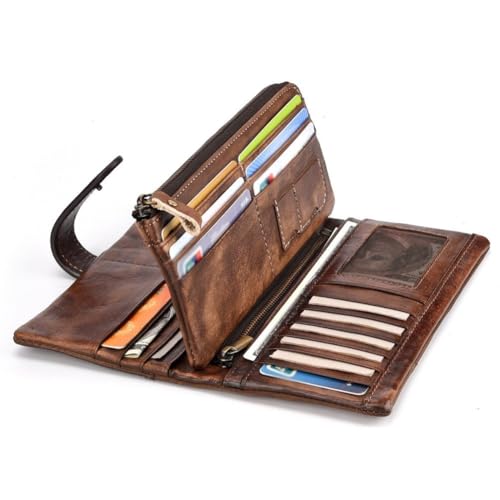 Compagnon en cuir véritable pour femme grand format chic