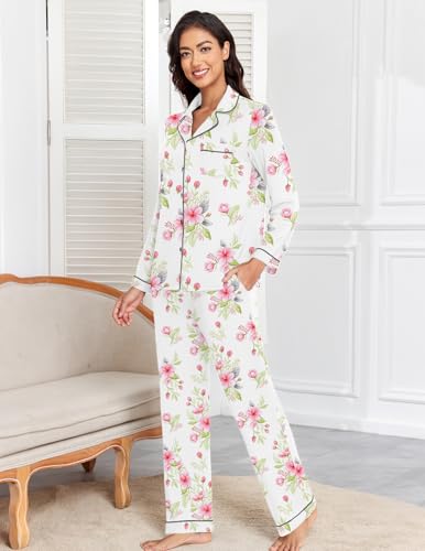 Image of Veseacky Women's Ribbed Knit Pajamas Set 2 Piece Warm Soft Loungewear Sleepwear Pjs S-XXL