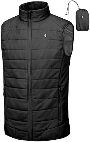 Little Donkey Andy Men’s Lightweight Puffer Vest, Packable Sleeveless Jacket for Hiking Ski Walking Black XL