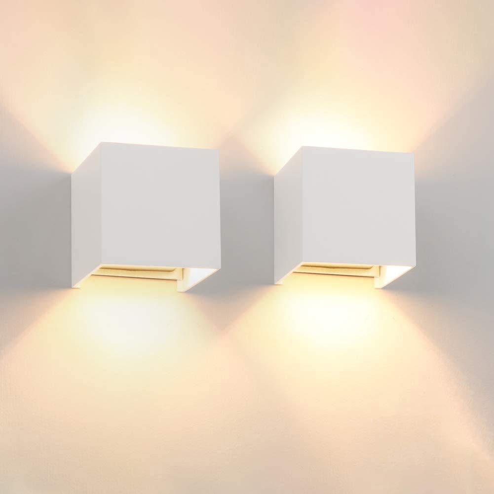 NATWEE 7W LED Wall Lamp, Modern Wall Light with Adjustable Beam Angle Design,IP65 Waterproof Use for Outdoor/Indoor,3000K Warm Light,White,2PCS It's so kind of you — image 1