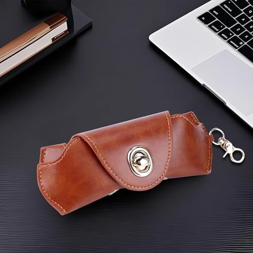 Image of Leather Sunglasses Pouch with Holster Clip, Portable Eyeglass Organizer Pouch Bags for Travel Hanging Backpack